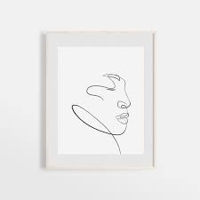 La durée de la fête. Simple Ligne Visage Croquis Un Dessin Au Trait Du Visage Etsy