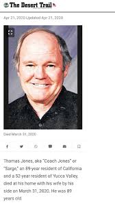 Sad to announce Coach Jones passed away. He coached for both Yucca and  Twentynine Palms during his teaching career!