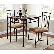 3 Piece Dining Set Wood And Metal Construction Set Includes 1 Table And 2 Chairs Padded Seats Small Kitchen Furniture Metal Dining Set Dining Table Setting