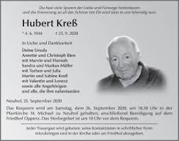 Traueranzeigen von Hubert Kreß