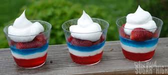 I've seen a lot of patriotic desserts, but i've never seen this one. Patriotic Red White And Blue Jell O Fruit Parfaits Oh My Sugar High