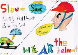 Construction helmet, safety concept from futuristic polygonal red lines and glowing stars for banner, poster, greeting card. Drawing Road Safety Slogans And Posters In English Novocom Top