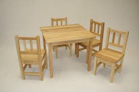 Ehemco Kids Table And 4 Chairs Set Solid Hard Wood In Natual Kids Wooden Table Kids Table And Chairs Wooden Toddler Table