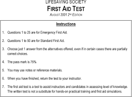 Lifesaving Society First Aid Test August Nd Edition Pdf