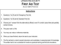 lifesaving society first aid test august nd edition pdf