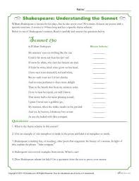 Shakespeare Understanding The Sonnet Poetry Worksheet Poetry Analysis Worksheet Poetry Worksheets Poetry Analysis