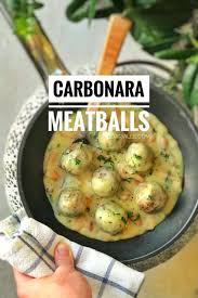 No Pasta In Your Pantry Let S Make These Creamy Carbonara Sauce Meatballs Instead Meatballs Bacon Eggs And Cream Delic Recipes Carbonara Sauce Carbonara