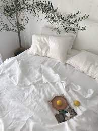 mediterranean white santorini white french linen bedding in white aesthetic home decor white bed sheets aesthetic bedroom white bedding