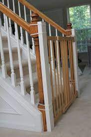 Beauty In The Ordinary Installing A Baby Gate Without Drilling Into The Banister Tutorial What A Grea Baby Gate For Stairs Diy Baby Gate Banister Baby Gate