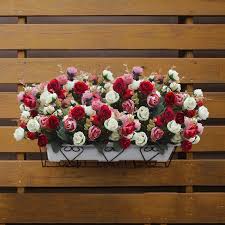 Bright almost pink red roses bouquet with dried brown leaves. Buy Turnmeon 3 Bundles Rose Artificial Flower Bouquets Fake Rose Flowers For Home Decor Bridal Wedding Bouquet Silk Flowers Fake Flowers For Home Garden Hotel Office Decorations Red Online In Indonesia B08867bskg