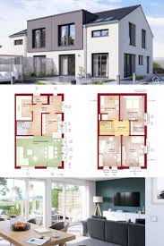 Modernes Doppelhaus Grundriss Mit 4 Zimmer Satteldach Architektur 138 Qm 2 Etagen Haus De Doppelhaus Grundriss Design Fur Zuhause Architektur Haus Design