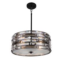 Contemporary black led flush mount light drum shape 4/6/8 lights clear crystal ceiling lamp for bedroom. Pendant Lights Home Kitchen Woodbridge Lighting 15920blk Lana Pendant Black