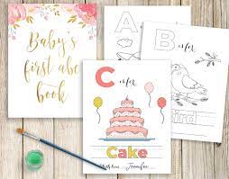 Abc coloring pages for baby shower. Baby S First Alphabet Book Baby Shower Abc Book Etsy Baby Shower Activities Storybook Baby Shower Baby Shower Book