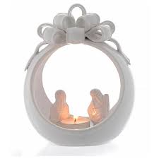 Christmas Candle Holder White Ball In Terracotta From Deruta Online Sales On Holyart Com