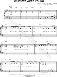 It was released on 22 january 2016 by xl recordings as the second single from her third studio album, 25 (2015). Adele When We Were Young Sheet Music Easy Piano In G Major Transposable Download Print Sku Mn0157687
