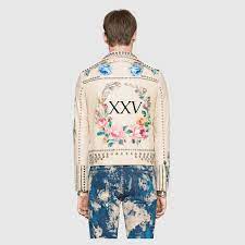 Gucci Hand Painted Leather Biker Jacket Detail 4 Hand Painted Leather Leather Biker Jacket Leather Jacket Men