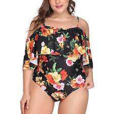 Angelique Womens Plus Size One Piece Swimsuit Floral Print Ruffle Off Shoulder Swimwear Walmart Com Women S Plus Size Swimwear Plus Size Swimsuits Plus Size Swimwear