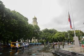 A flag flown at half mast, is a mark of respect or mourning. Philippine Flag Was Put At Half Mast During The Flag Raising Ceremony Lungsod Ng Maynila