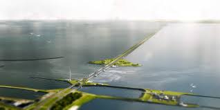 De afsluitdijk is een fundamenteel onderdeel van de grotere zuiderzeewerken , die de zuiderzee , een zoutwaterinlaat van de noordzee. Benthem Crouwel Afsluitdijk