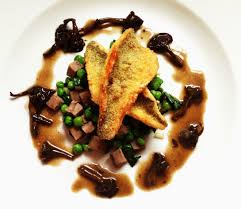 Perch Ramps Peas Tongue And Yellowfoot Chanterelle Sauce Trout Recipes Wild Mushroom Recipes Restaurant Recipes