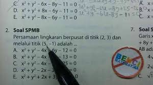 Soal Spmb Snmptn Persamaan Lingkaran Melalui Titik Youtube
