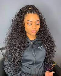 Half Up Half Down Hairstyle In Curly It Is So Pretty Curly Hairstyle Pretty New Half Up Half Down Hair Curly Hair Styles Deep Wave Hairstyles