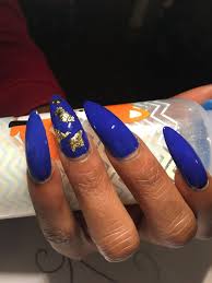 For the rest, create a dazzling ombre effect with color near the nails and. Royal Blue Fake Nails Gold Foil Press On Nails Faux Nail Set Acrylic Nails Blue Nails False Nails Coffin Na Gold Nails Blue Nails Gold Acrylic Nails