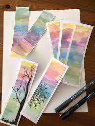 Bookmark Diy Watercolor Black Marker Watercolor Bookmarks Diy Bookmarks Diy Watercolor