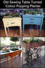Old Sewing Table Turned Colour Popping Planter The Owner Builder Network Old Sewing Tables Sewing Table Table