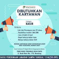 We did not find results for: Lowongan Kerja Toko Buku Togamas Buah Batu Maret 2021