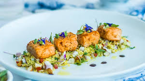Cut the cauliflower lengthwise into quarters, discarding any leaves or thick stalks. Sauteed Salmon In Fresh Herbs And Moroccan Couscous Salad Camanchaca