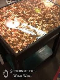 sisters of the wild west penny tiled table tile table penny tile penny table
