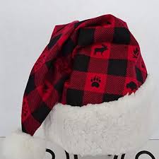 Black And Red Santa Hat Red Black Buffalo Check Camping Santa Hat Novelty Plaid Santa Hat Christmas Hat Check Camping Buffalo Red Black And Red Christmas Hat Plaid