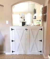 Double Door Rustic Barn Door Style Baby Dog Gate Barn Door Baby Gate Rustic Barn Door Interior Barn Doors