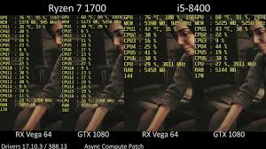 Which is worth for gaming & productivity : Wolfenstein Ii Rx Vega 64 Vs Geforce Gtx 1080 With I5 8400 And Ryzen 7 1700 Cross Comparison Youtube