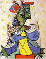 Sitzende frau mit gruenem schal. Sitzende Frau Mit Blau Und Rot Hut Von Pablo Picasso Allpaintingsstore Com