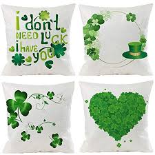 Patrick's day facebook covers on pinterest. Green Clover Pattern Throw Pillow Case Cushion Cover 4th Emotion St Patricks Day Pillow Cover Cotton Linen 18 X 18 Inch Bedding Home Kitchen Stanoc Com