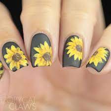 Sunflower Nail Art Sunflower Nail Art Mauve Nails Sunflower Nails