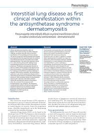 Pdf Interstitial Lung Disease As First Clinical Manifestation Within The Antisynthetase Syndrome Dermatomyositis