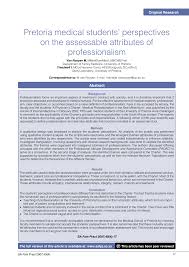 Our goal is to make our patients feel cared for. Pdf Pretoria Medical Students Perspectives On Assessable Attributes Of Professionalism