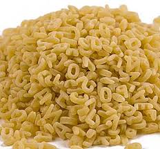 Alphabet pasta is simmered in broth with carrots, celery, onions,. Alphabet Pasta