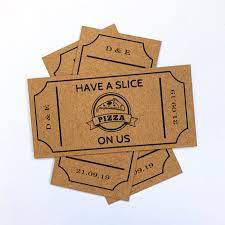 Food Truck Tickets Pizza Van Wedding Personalised 50 Kraft Card Coupons Wedding Tokens Party Cards Custom Event Ticket Food Voucher Bar Food Vouchers Pizza Vans Food Truck