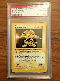 This card stays in play when you play it. Pokemon Card 1st Edition Shadowless Electabuzz Base Set