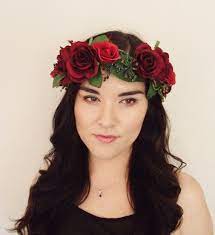 Red Rose Berry Leaf Floral Crown Floral Headband Flower Crown Floral Wreath Wreath Wedding Festival Day Red Flower Crown Rose Flower Crown Floral Crown