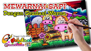 Cara mewarnai gradasi pemandangan berbagai hewan. Mewarnai Gambar Sapi Dengan Gradasi Warna Youtube