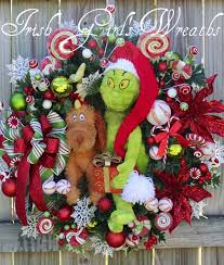Love Love Love This The Grinch Christmas Wreath Which Features A Large Plush Grinch And Max The Dog Christmas Wreaths Poinsettia Decor Whimsical Christmas