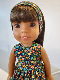 Wellie Wishers Yellow Polka Dot and Flowers Dress and Headband.