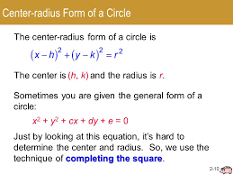 Closest pair of points using divide and conquer algorithm. 2 2 Circles Center Radius Form General Form Ppt Video Online Download