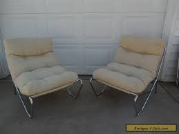 Giantex mid century lounge chair with ottoman, leather 360 swivel chair w/ottoman, heavy duty aluminum base, modern recliner lounge chair &footrest set for office, living room (black) $479.99 $ 479. Awesome Vintage Mid Century Modern Sling Chair Set Don Julio W Chrome Frame For Sale In United States