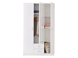 L'armoire 3 portes 2 tiroirs avec miroir noir chêne blanc ibiza est un vrai petit dressing. Armoire Olessia 3 Portes 2 Tiroirs Miroir L120 Cm Blanc